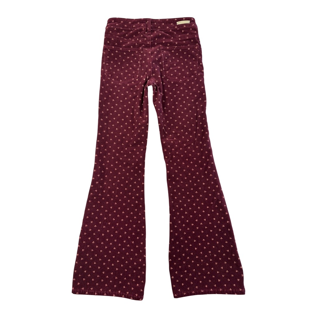 Pilcro and the Letterpress Maroon Floral Corduroy High-Rise Bootcut Pants 27 - Picture 3 of 8